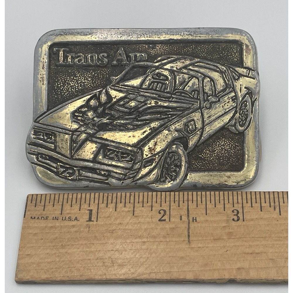 Trans-Am Pontiac Firebird Muscle Car Collectors Vintage Brass Belt Buckle 123 - Picture 10 of 12